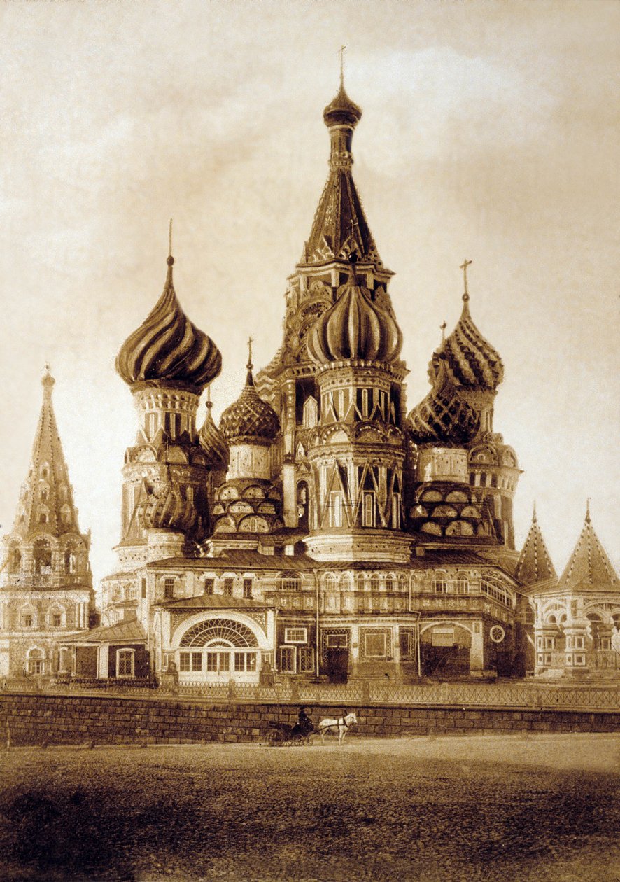 Szent Bazil-székesegyház, Vörös tér, Moszkva, c. 1890 (fekete-fehér fotó) alkotó: Russian Photographer
