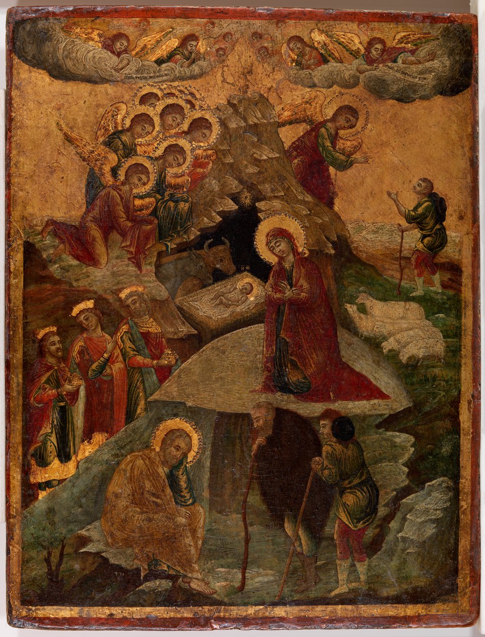 A mágusok imádása, 1500 (tempera és aranylevél a panelen) alkotó: Russian School