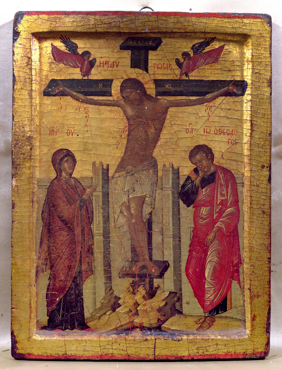 Krisztus a kereszten (tempera és aranylevél a panelen) alkotó: Russian School