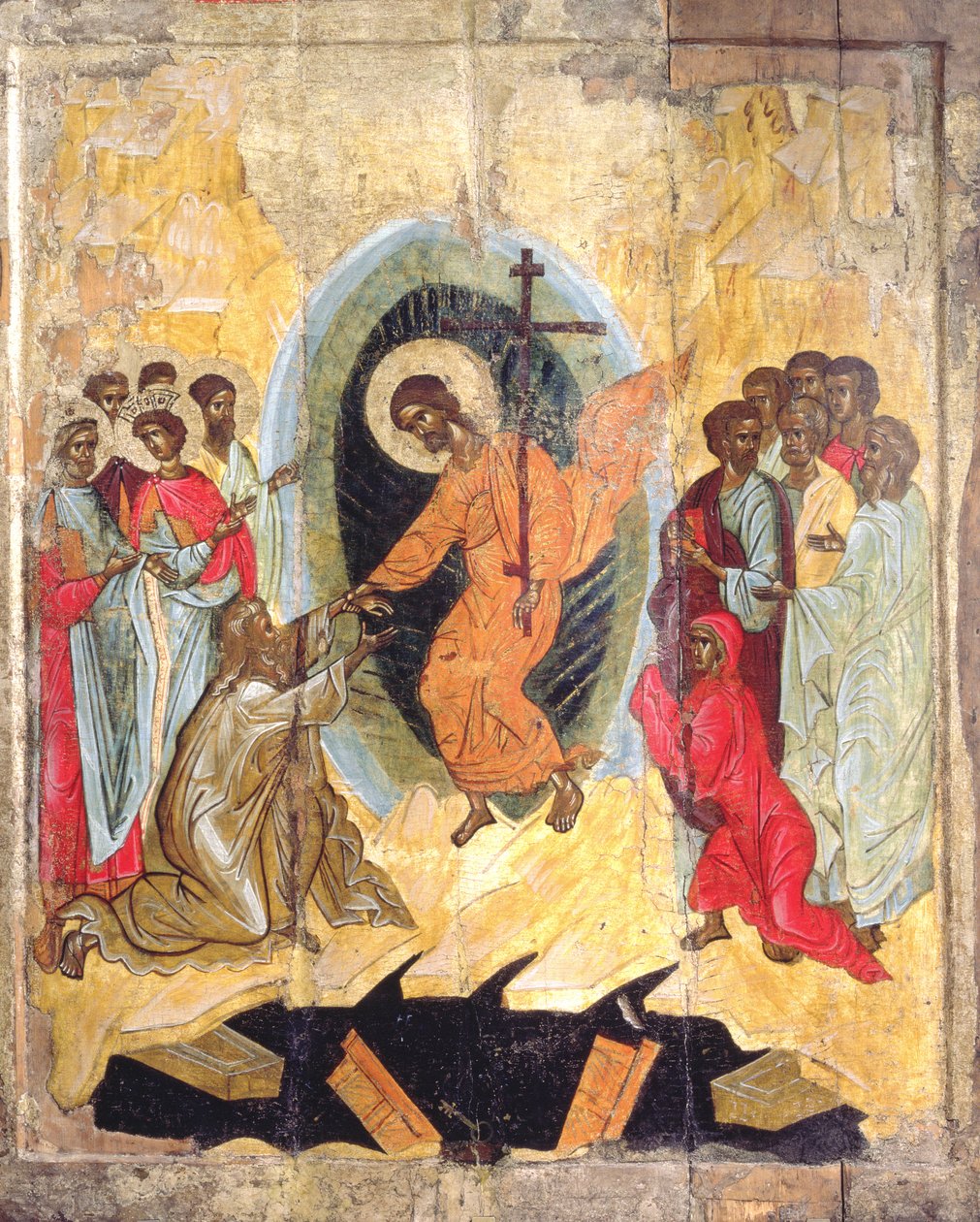 Krisztusok alászállása a pokolba, orosz ikon, Novgorodi iskola, 14. század vége (tempera a panelen) alkotó: Russian School