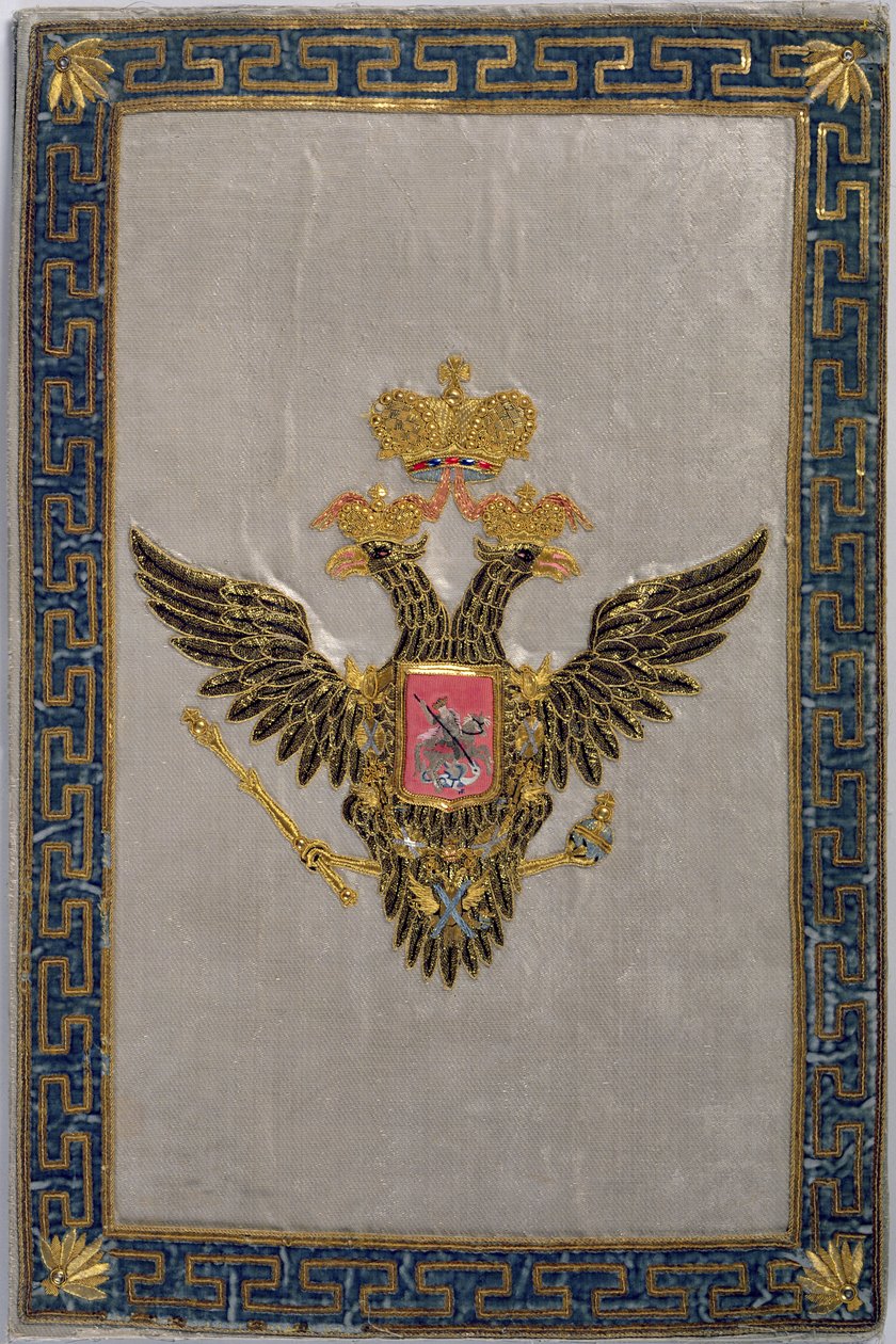 Címer az Orosz császári család hátsó borítójáról, 1798 (hímzett selyem) alkotó: Russian School