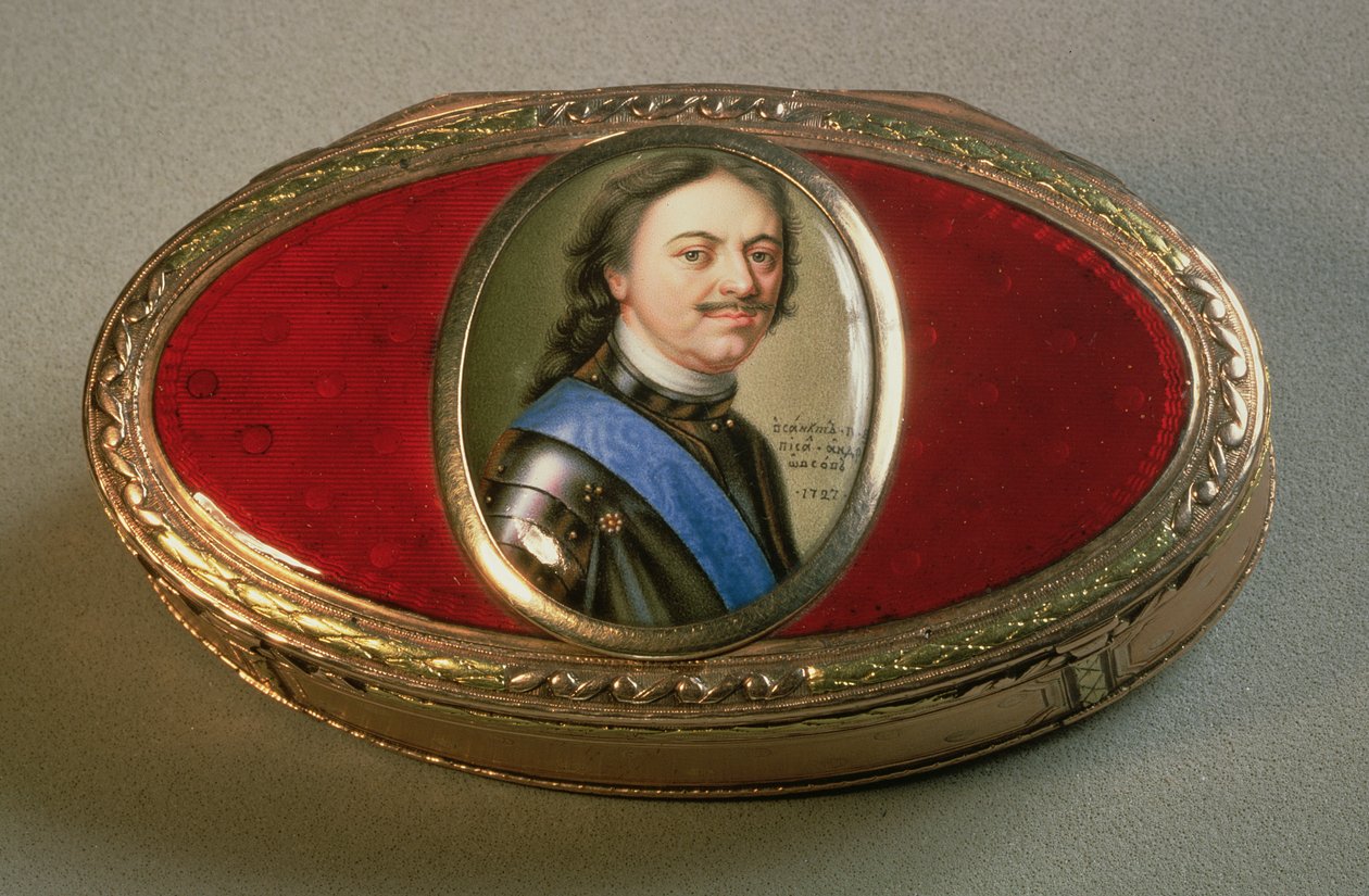 Tupakás doboz Nagy Péter portréminiatűrével, 1727 (arany) alkotó: Russian School