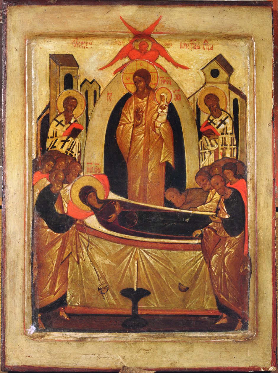 A Szűz elhunyta (tempera és aranylevél a panelen) alkotó: Russian School