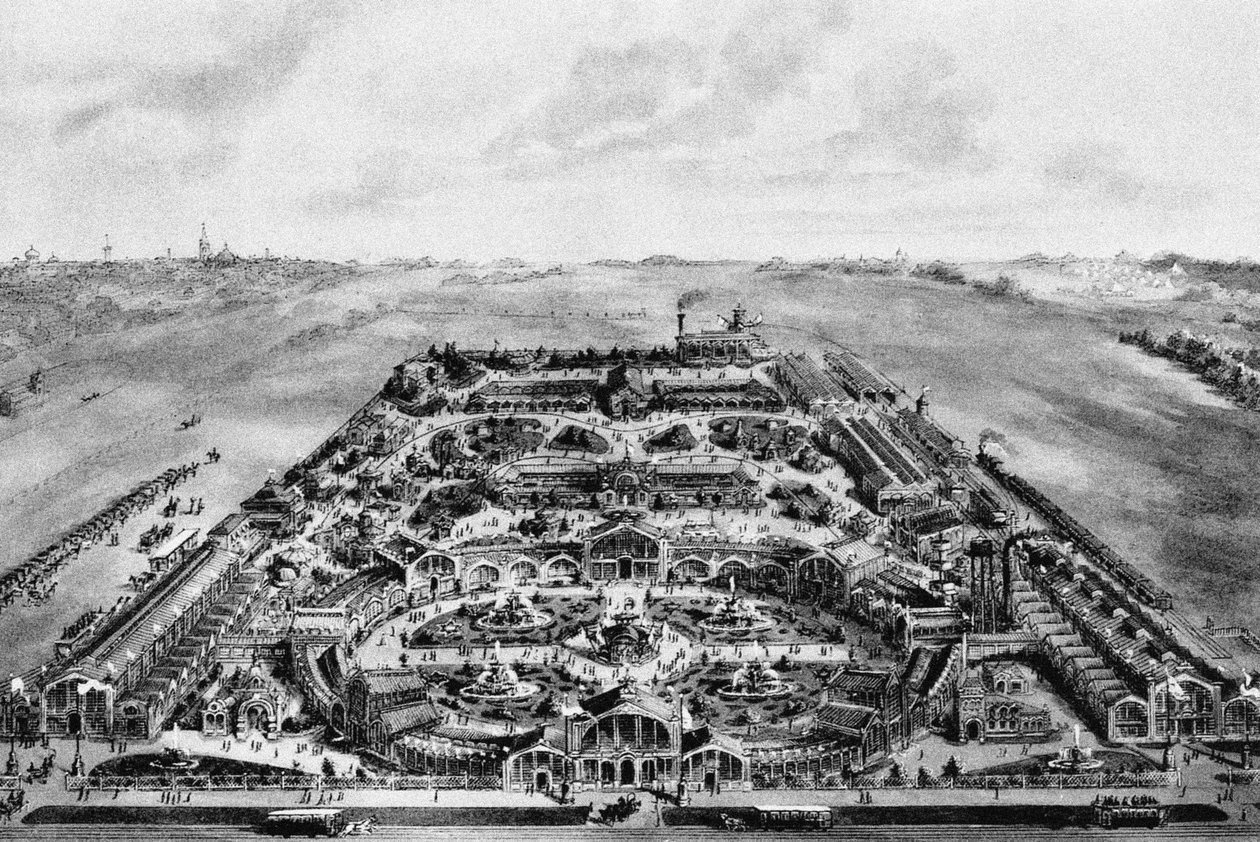 Kilátás az 1882-es összoroszországi kiállításra, Khodynka, Moszkva, Oroszország alkotó: Russian School