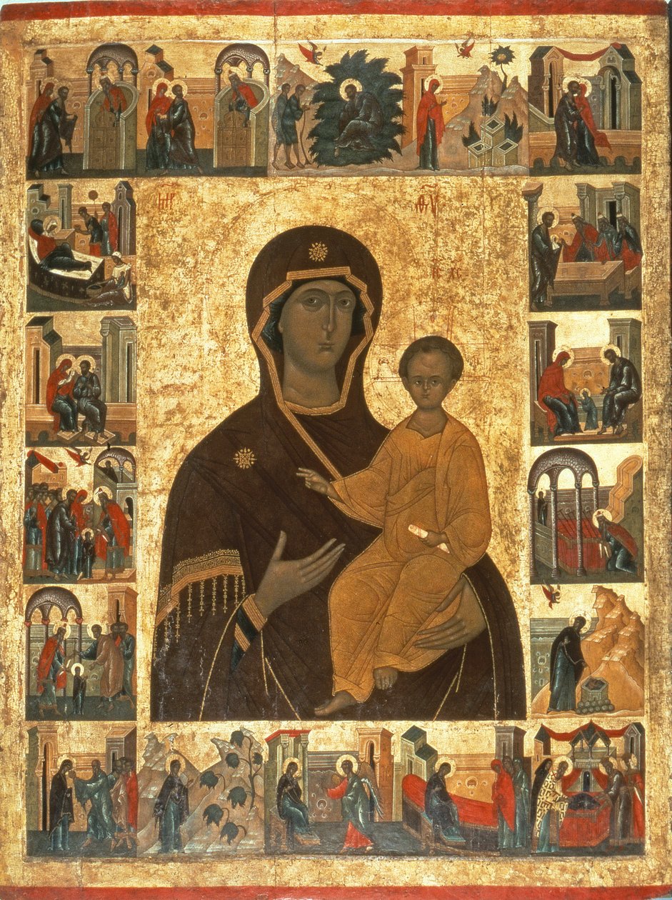 Szmolenszki Szűz Hodegetria ikon, 1450 körül (tempera szöveten, gessón és fán) alkotó: Russian School