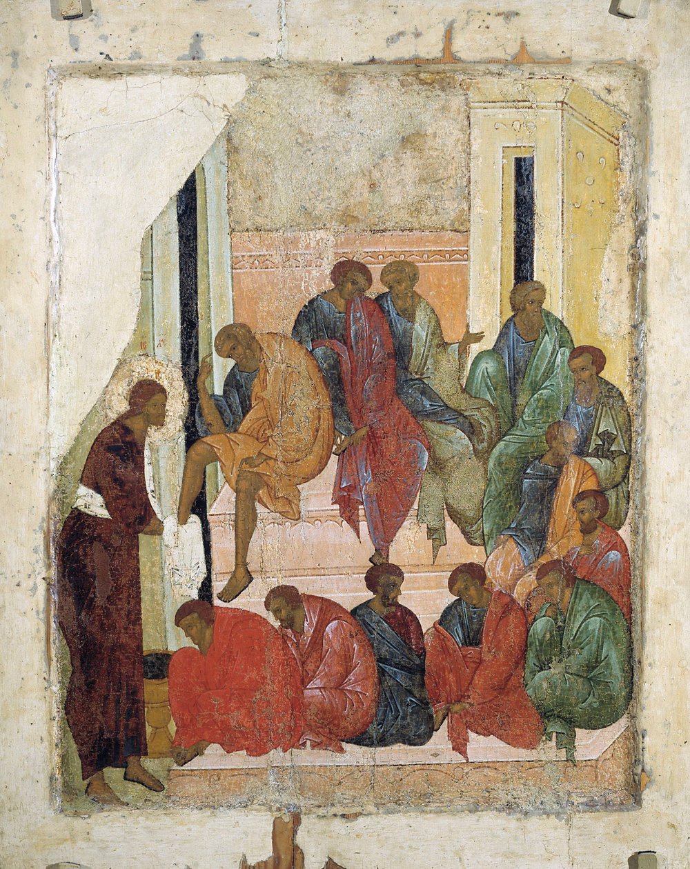 Krisztus az apostolok lábát mosva”, 1497. alkotó: Russian icon.