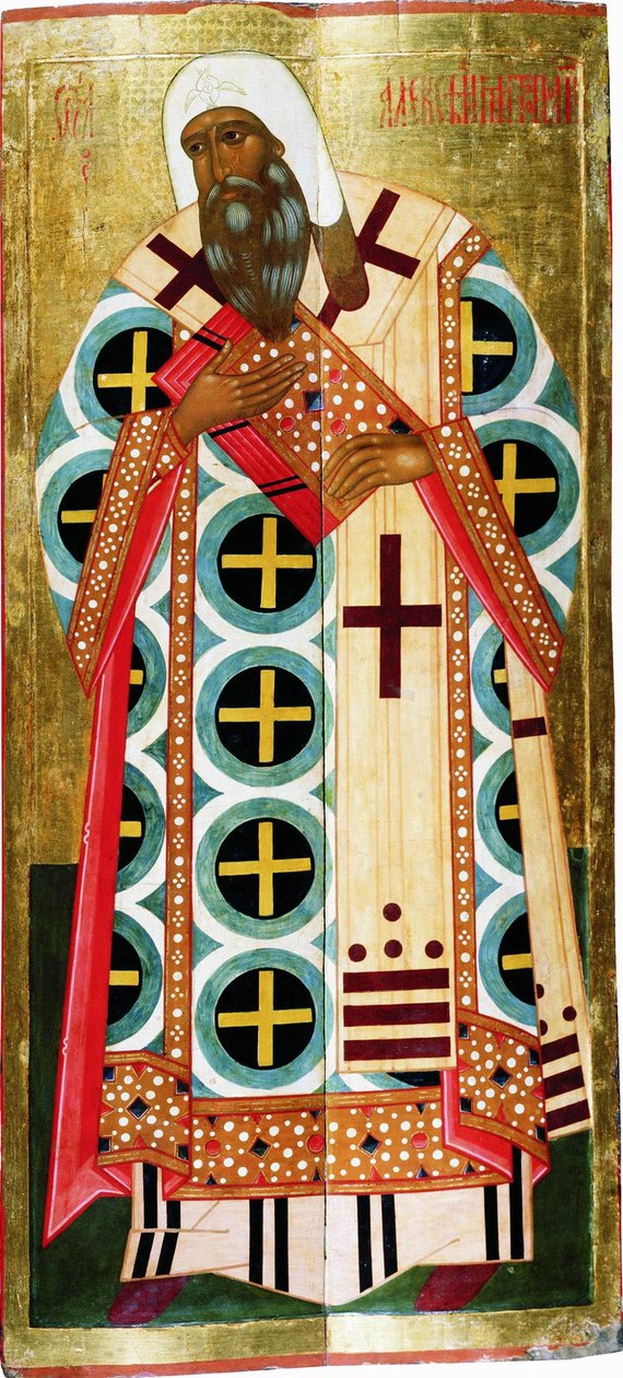 Alexius Szent Metropolita, 1580. alkotó: Russian icon.