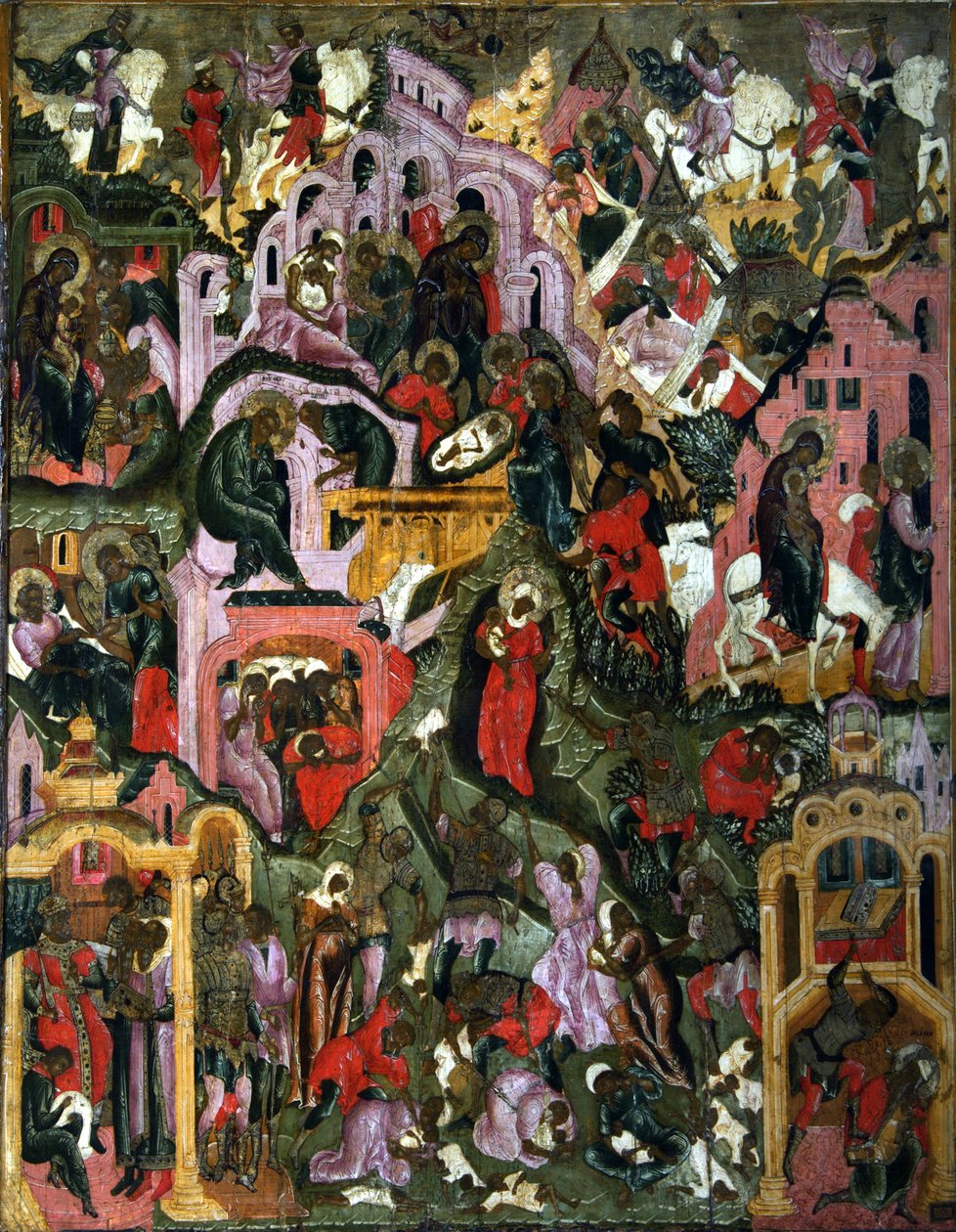 Krisztus születése Szent éjszaka, 17. század második fele. alkotó: Russian icon.