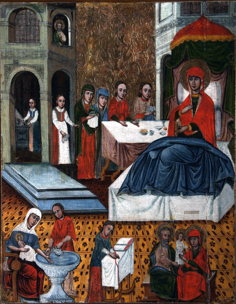 Szűz születése, 17. század közepe. alkotó: Russian icon.