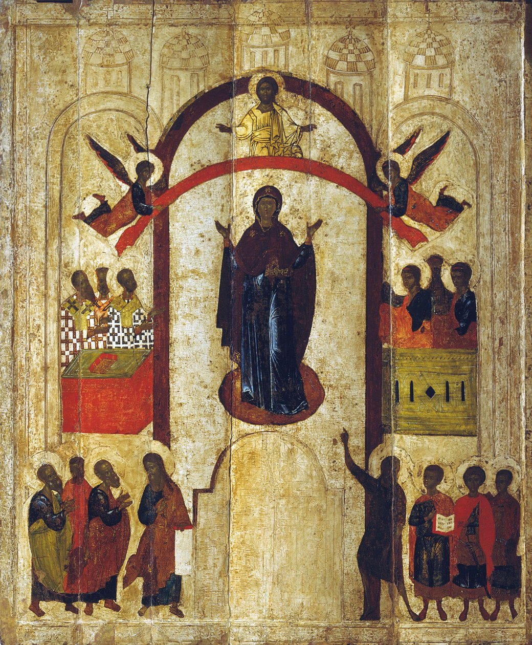 Pokrov Istenszülő védelme, c1399. alkotó: Russian icon.