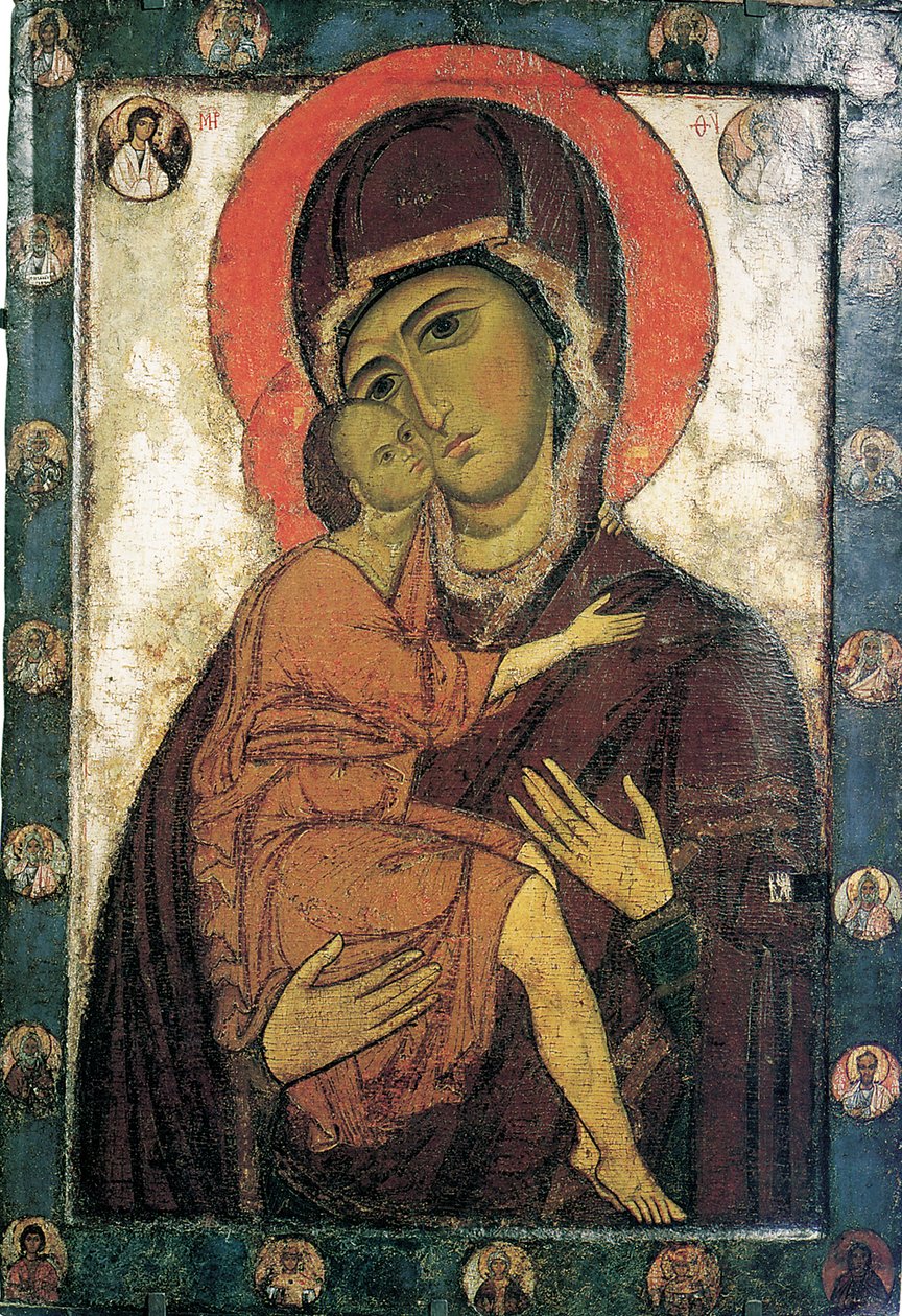Belozerszki Szűz, 13. század eleje. alkotó: Russian icon.