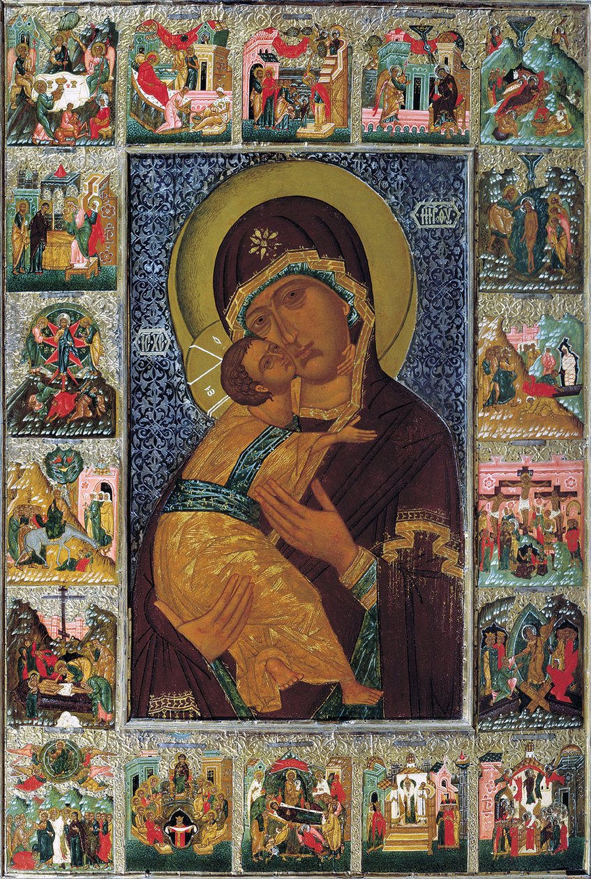 Vlagyimir Szűza, 16. század. alkotó: Russian icon.