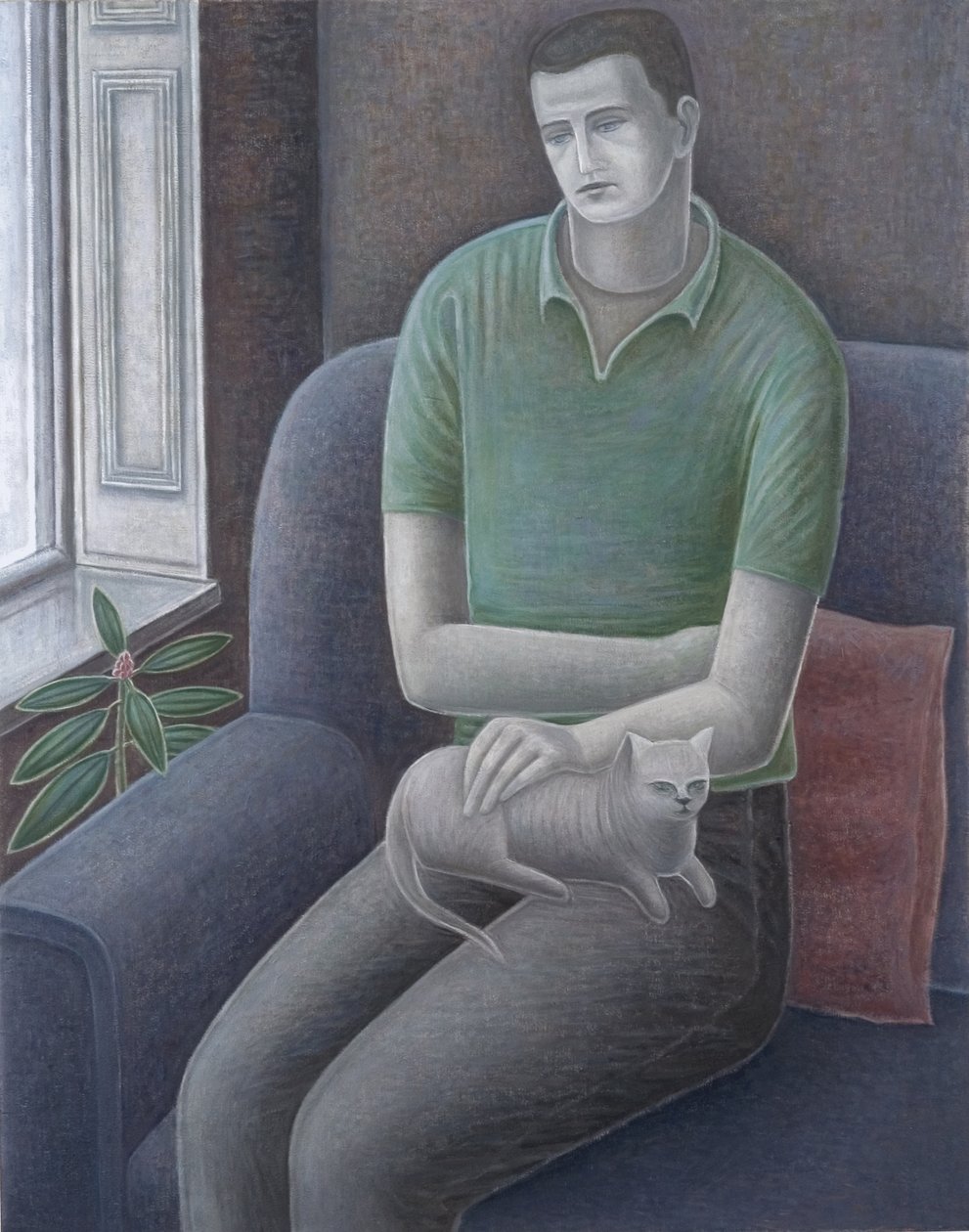 Fiatal férfi macskával, 2008 alkotó: Ruth Addinall