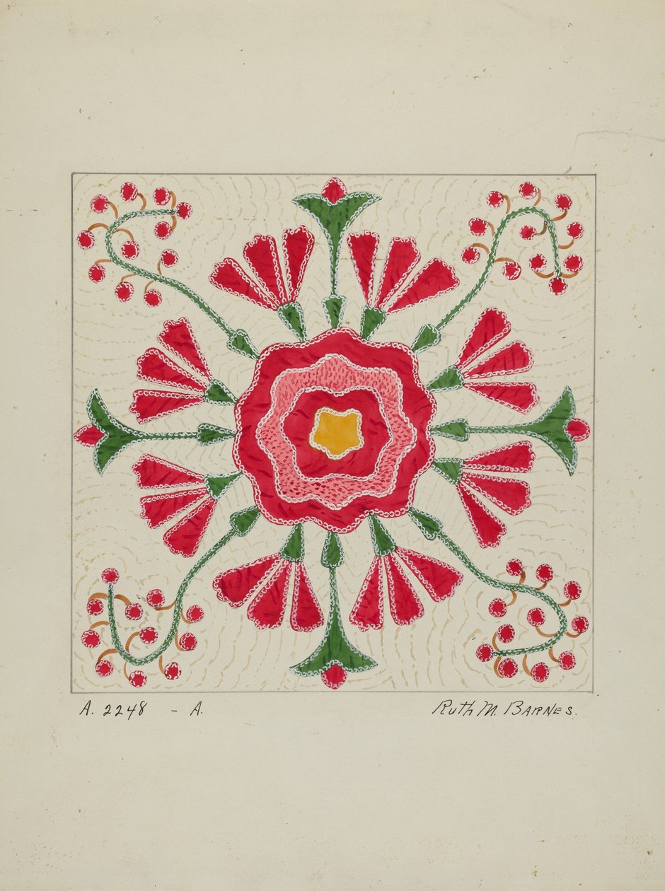 Rátétes paplan, c. 1940. alkotó: Ruth M Barnes