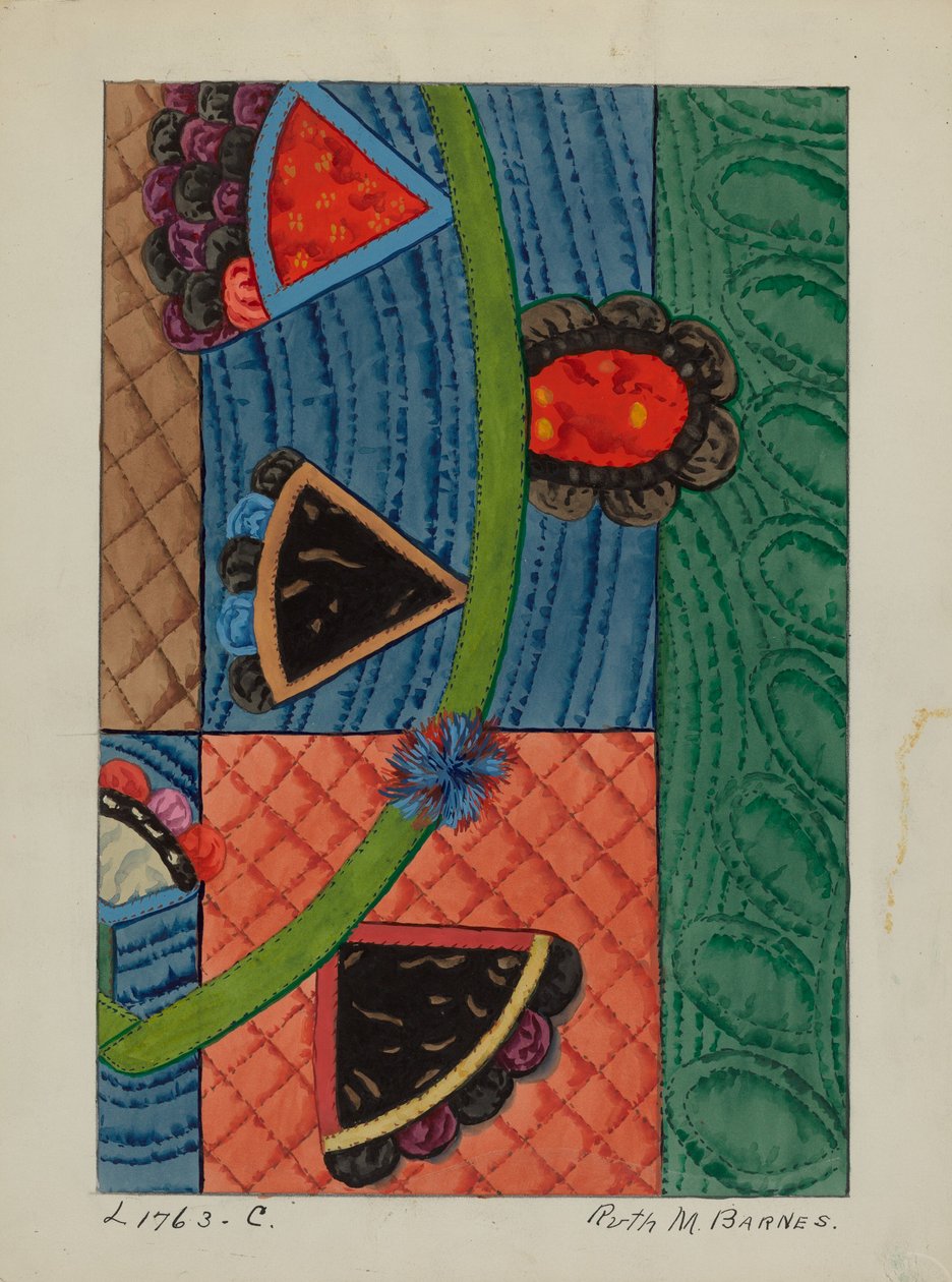 Takaró rátét paplan, c. 1936. alkotó: Ruth M Barnes