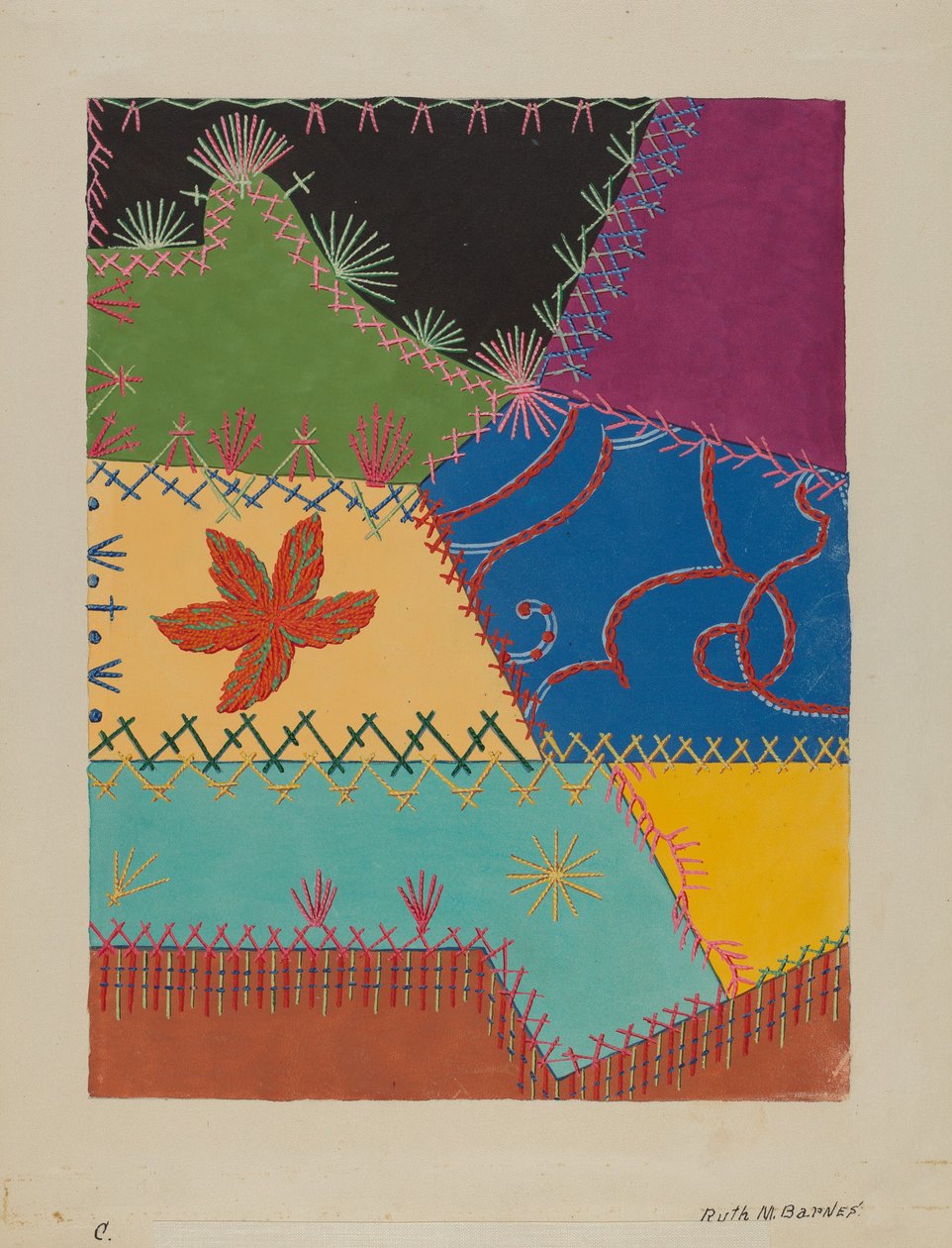 Őrült paplanrészlet, c. 1939. alkotó: Ruth M Barnes