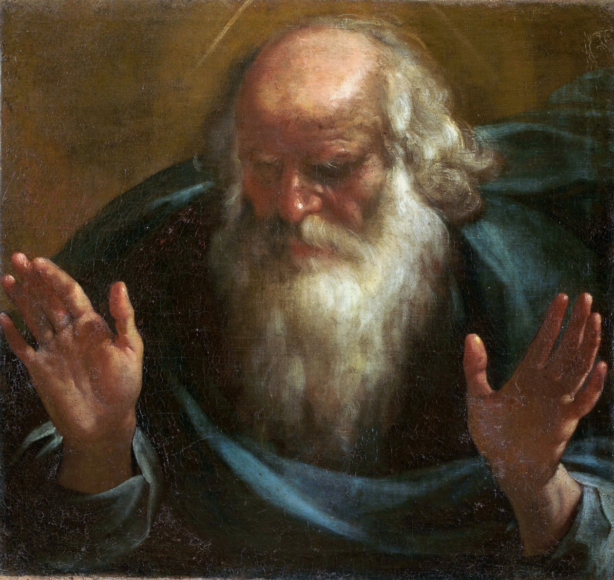 "" Dieu le pere "" (Isten, az Atya) Peinture de Rutilio Manetti (1571-1639) Debütáló 17eme siecle Olaj, vászon Mérete 60x63 cm San Bernardino oratórium és Egyházmegyei Múzeum, Sienne alkotó: Rutilio Manetti