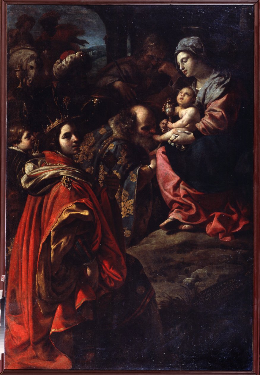A mágusok imádása. Rutilio Manetti (1571-1639) festménye. Olajfestmény. Olasz művészet, barokk stílus. Állami Művészeti Múzeum, Jekatyerinburg, Oroszország. alkotó: Rutilio Manetti