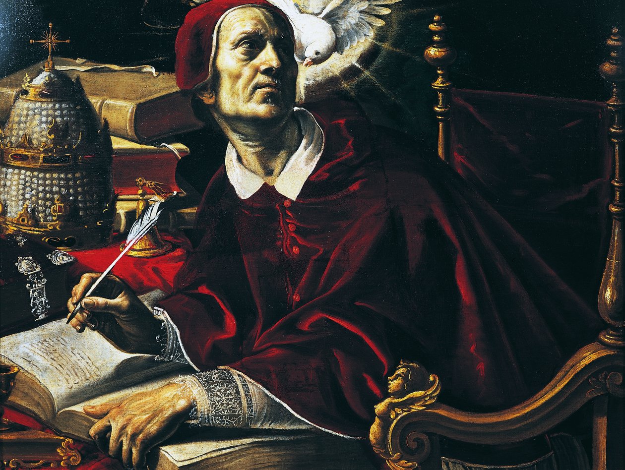 Nagy Szent Gergely, Rutilio Manetti (1571-1639) festménye, olaj, vászon, 67x89 cm, Olaszország alkotó: Rutilio Manetti