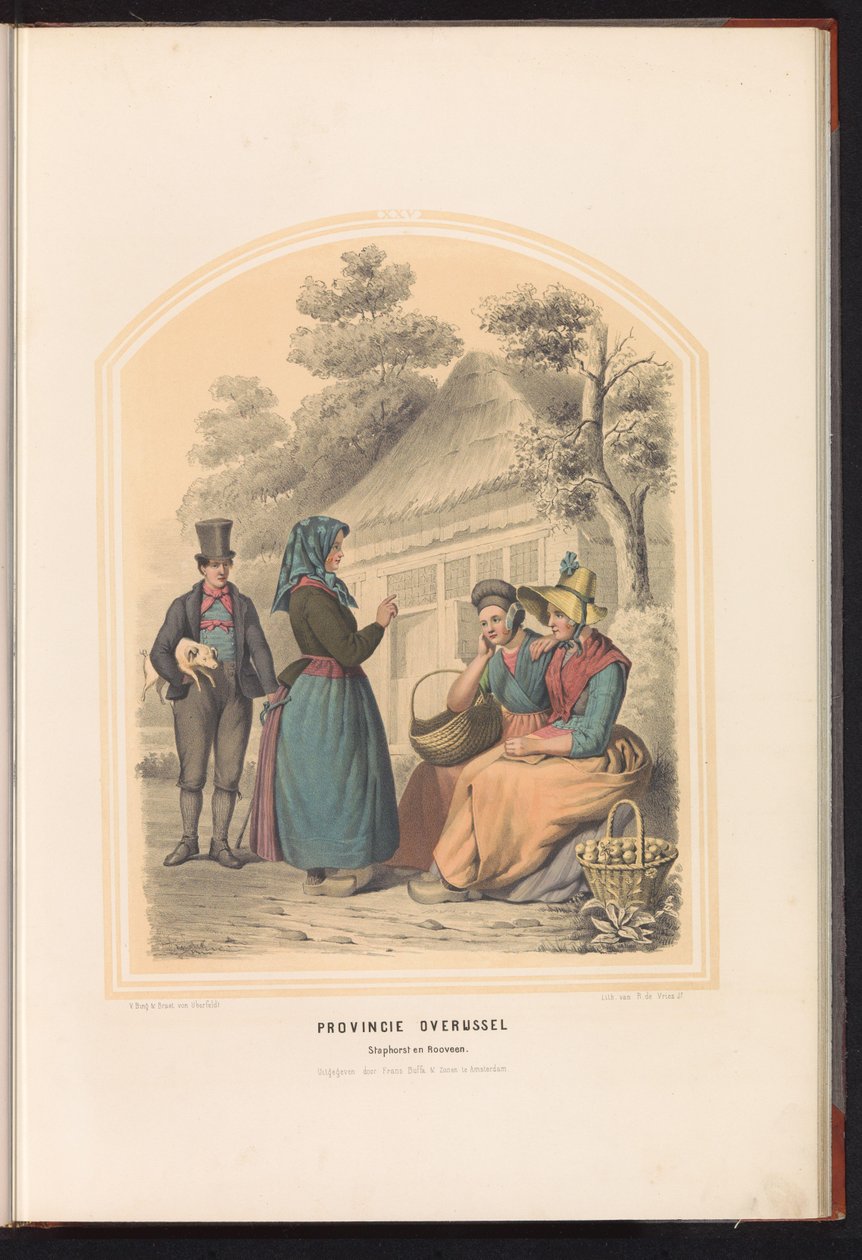 Staphorst és Rouveen hagyományos viselete Overijsselben, 1857 Overijssel tartomány. Staphorst és Rooveen / XXV (cím az objektumon) alkotó: Ruurt de Vries