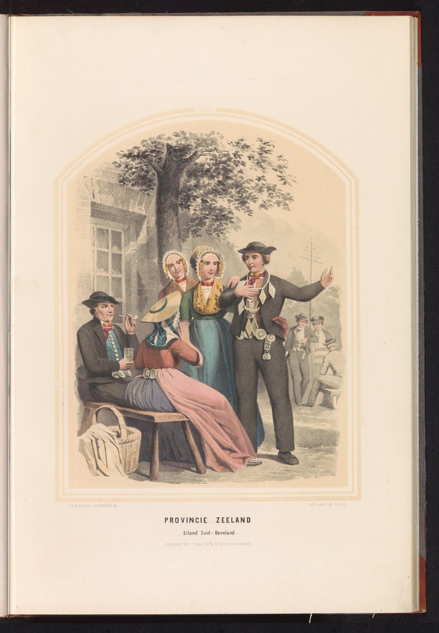 Dél-Beveland hagyományos viselete Zeelandban, 1857 Zeeland tartomány. Zuid-Beveland szigete / XIX (cím a tárgyon) alkotó: Ruurt de Vries