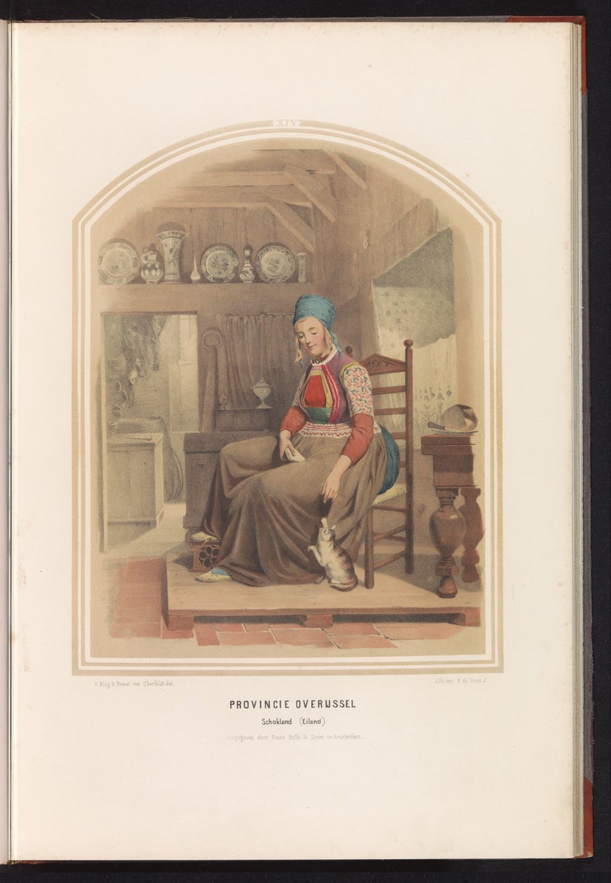 Az overijsseli Schokland sziget hagyományos viselete, 1857 Overijssel Schokland tartomány (Sziget) / XIV (cím a tárgyon) alkotó: Ruurt de Vries