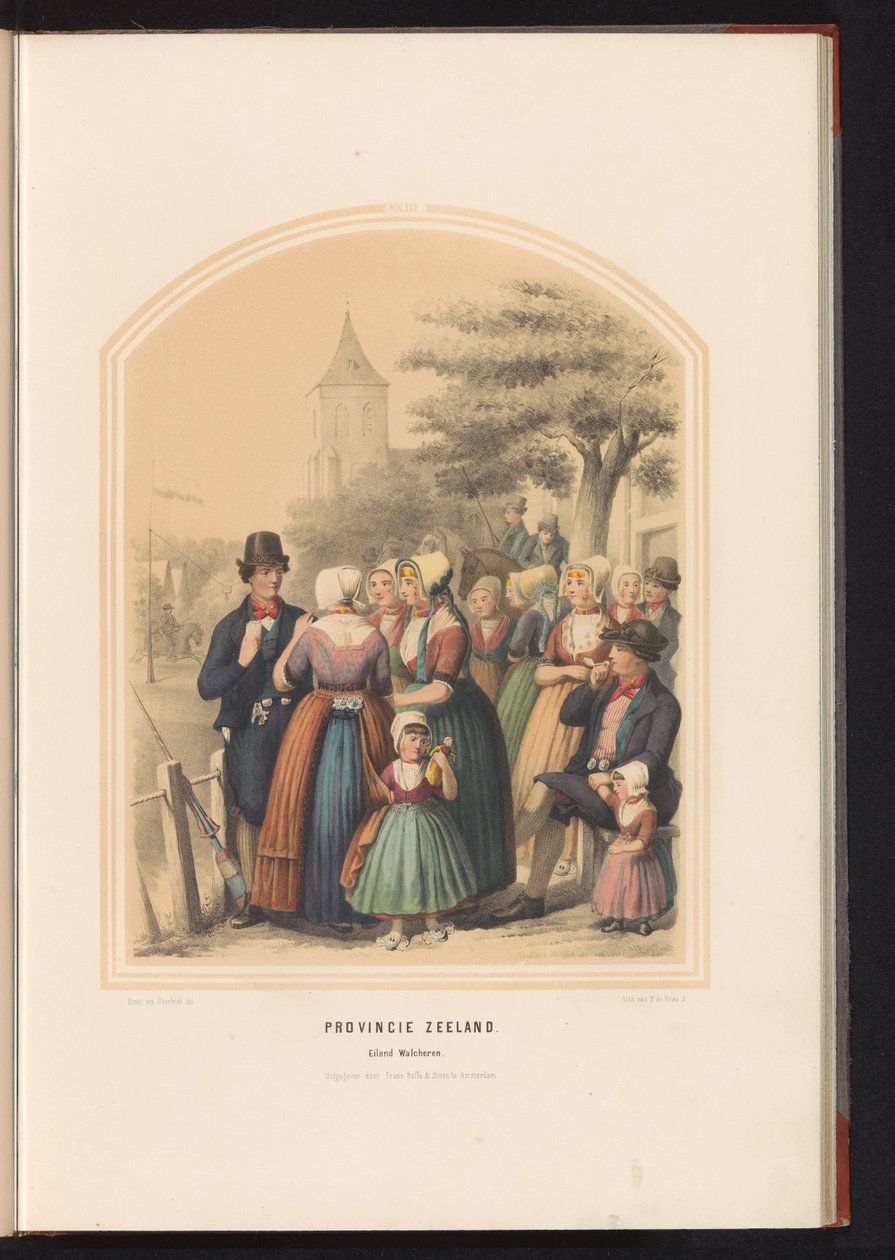 A zeelandi Walcheren sziget hagyományos viselete, 1857 Zeeland tartomány. Walcheren-sziget / XIII (cím a tárgyon) alkotó: Ruurt de Vries