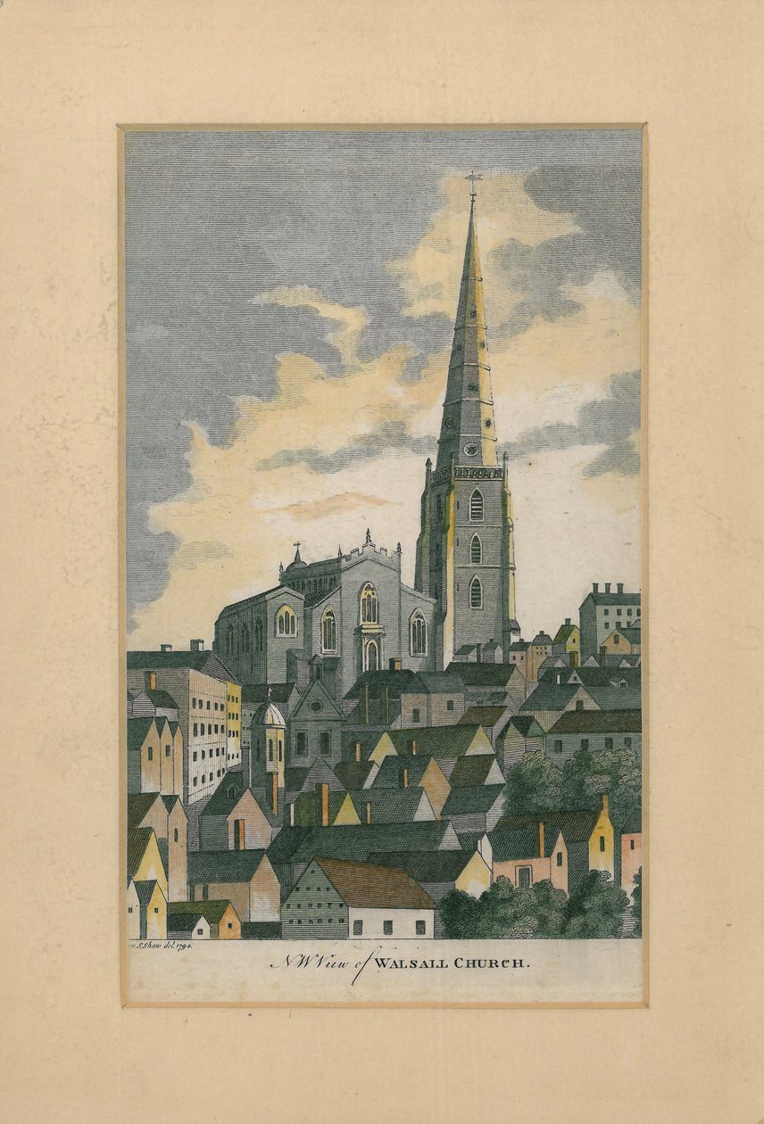 A Walsall-templom ÉNy-i nézete, 1794 alkotó: S. Shaw
