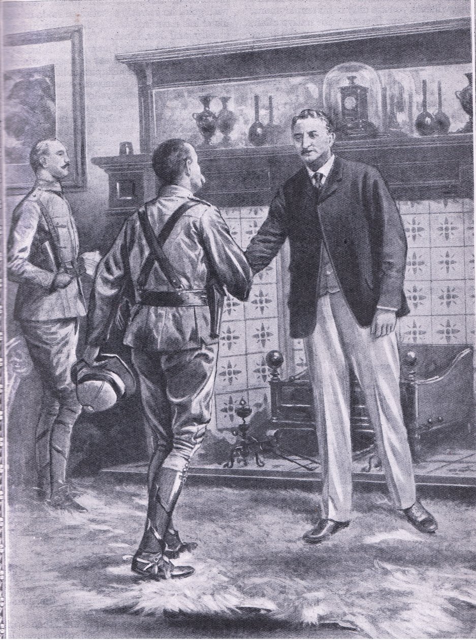 Amikor Kimberleyt franciák enyhítették. French tábornok és Cecil Rhodes, illusztráció: Cassells Romance of Famous Lives, 1940 körül alkotó: S. Begg