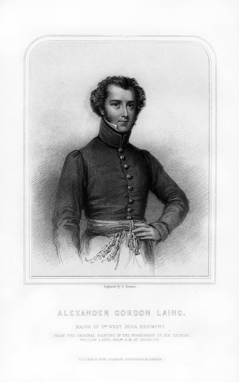 Alexander Gordon Laing, skót felfedező, 1870. alkotó: S. Freeman