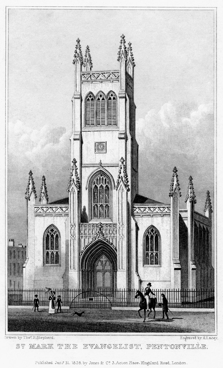 Szent Márk evangélista templom, Pentonville, Islington, London, 1828. alkotó: S. Lacey