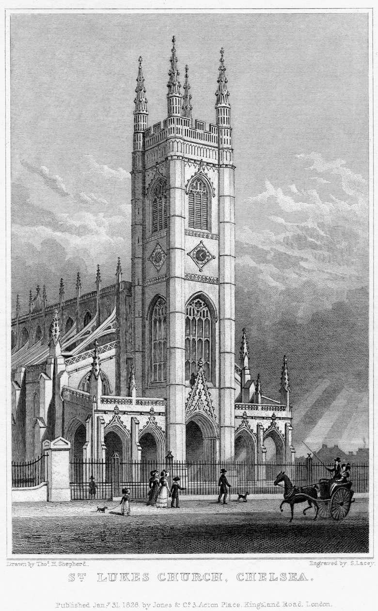 St Lukes Church, Chelsea, London, 1828. alkotó: S. Lacey