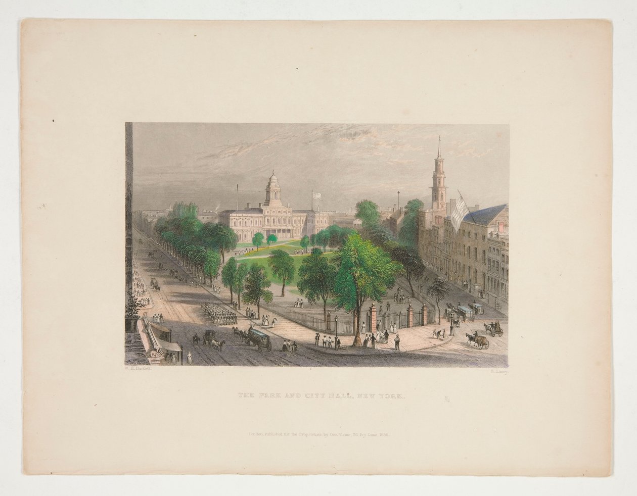 A Park és a Városháza, New York, Nathaniel Parker Willis illusztrációja alkotó: S. Lacey