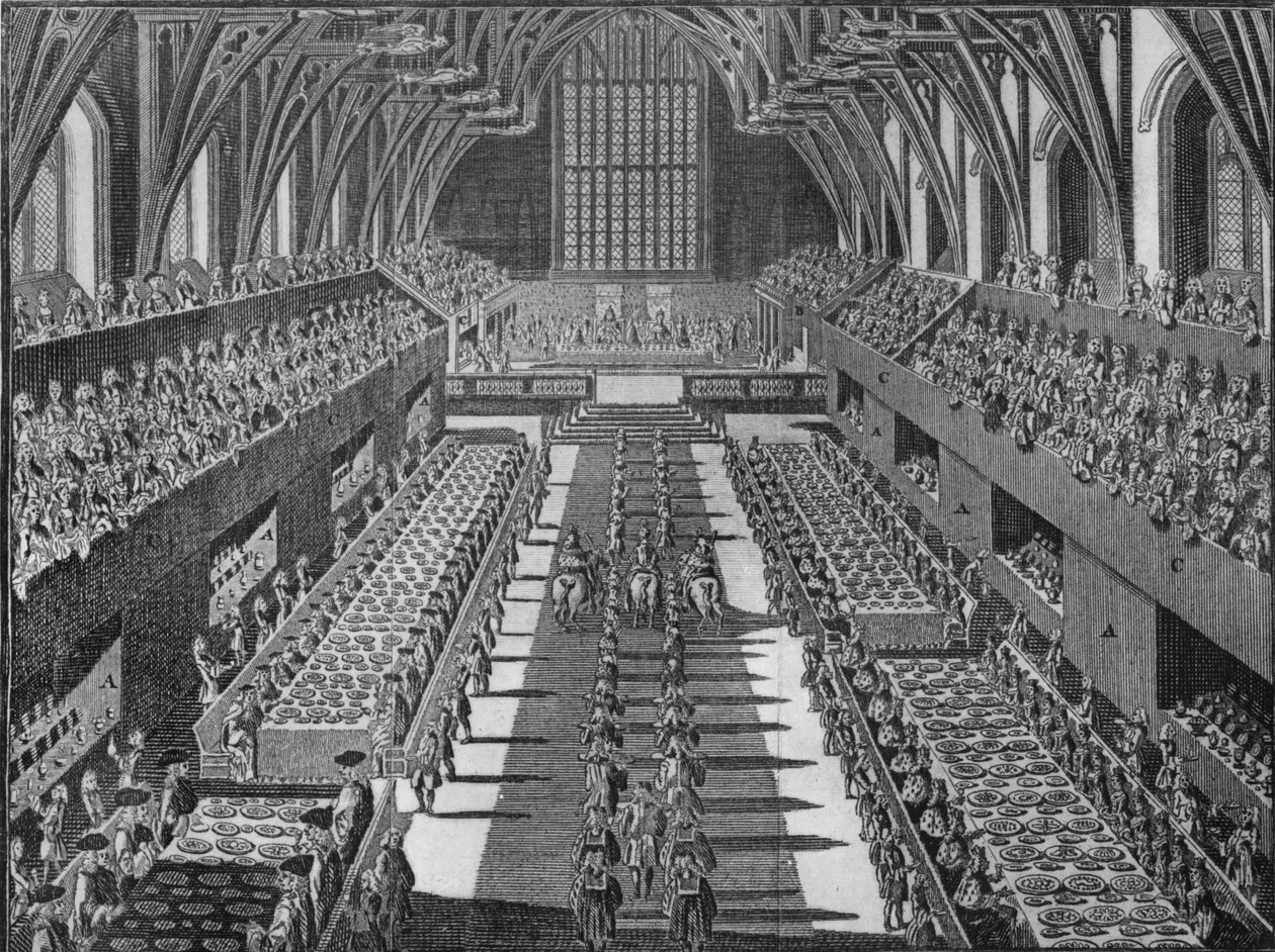 A Westminster Hall belseje II. György király koronázási bankettjén, 1727 1911 alkotó: S Moore