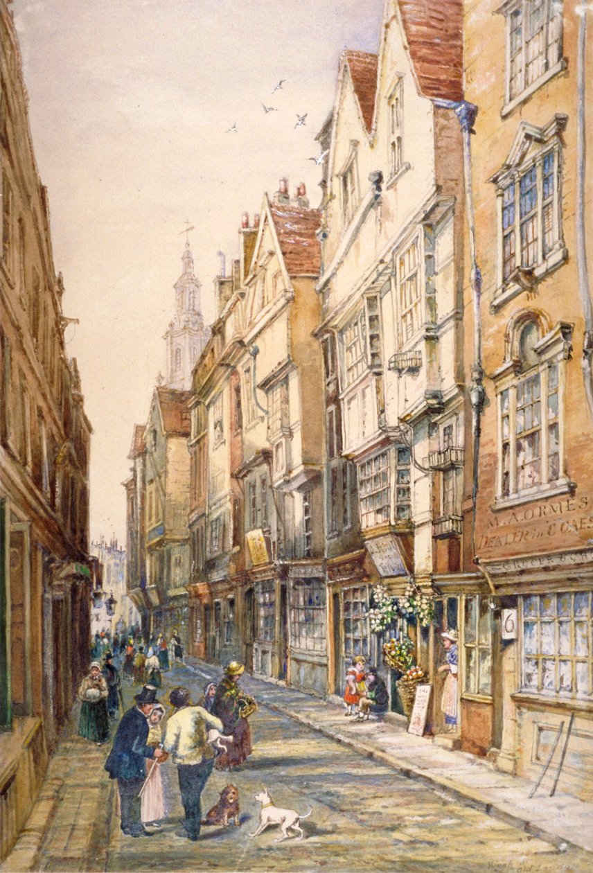 Épületek a Wych Streeten, köztük a Rising Sun Tavern, Westminster, London, 1860 alkotó: S Read