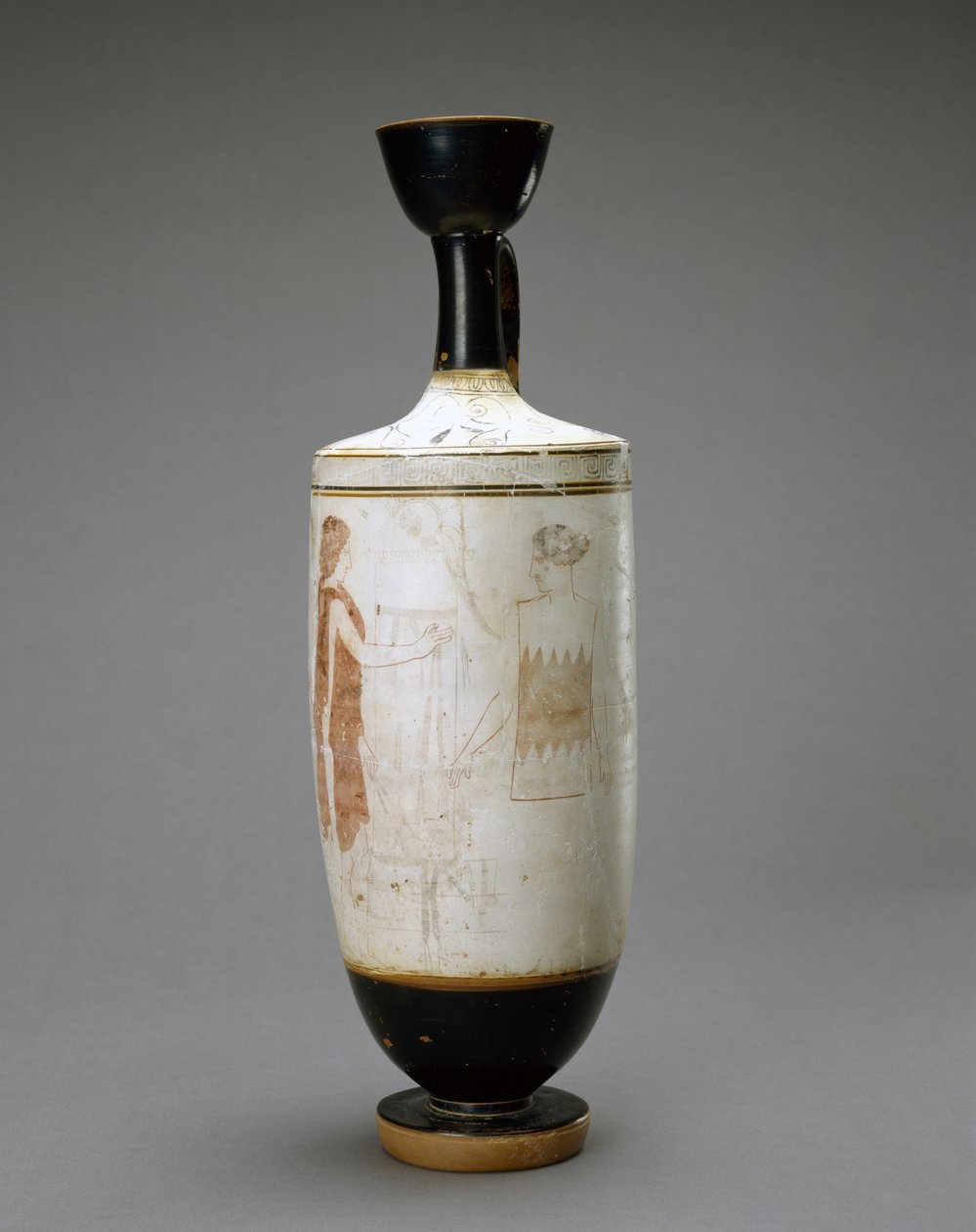 Fehér föld Lekythos fiatal nővel a sírnál, ie 450-440 (terrakotta fehér alappal) alkotó: Sabouroff Painter (attr. to)
