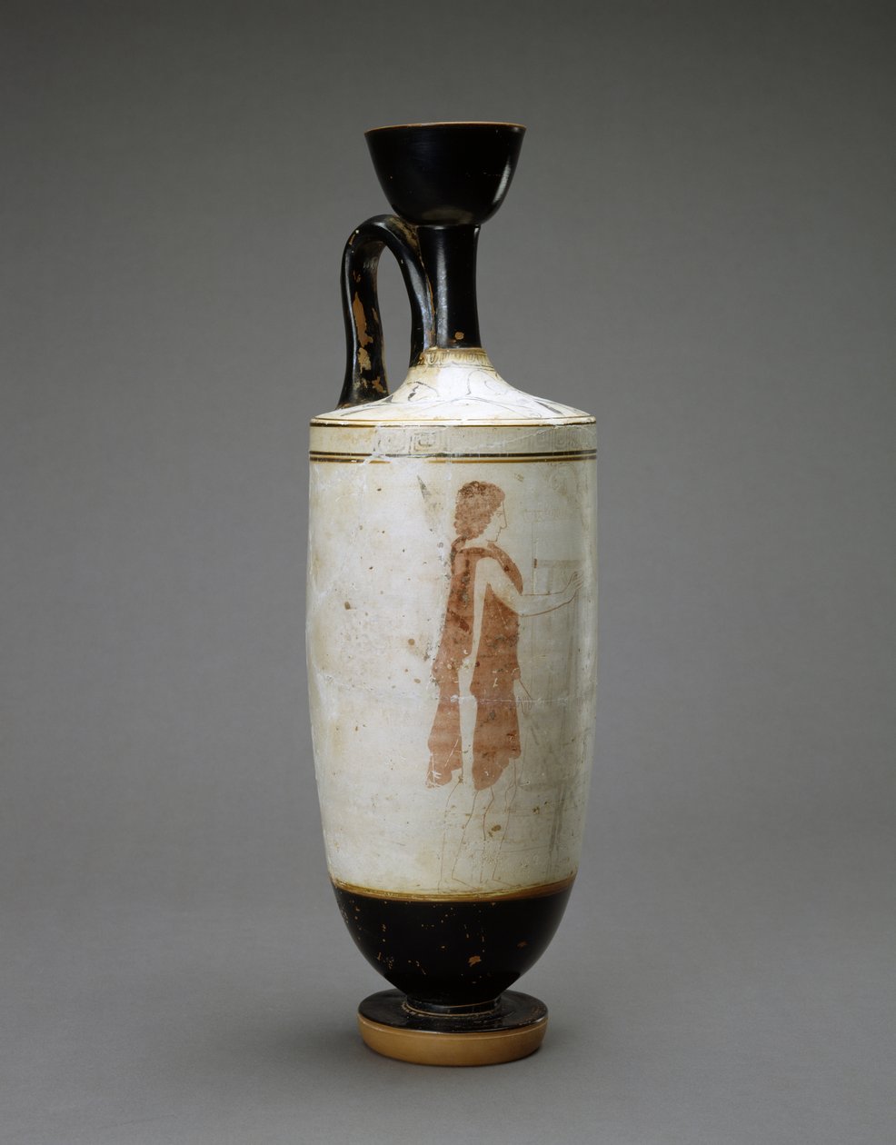 Fehér föld Lekythos fiatal nővel a sírnál, ie 450-440 (terrakotta fehér alappal) alkotó: Sabouroff Painter (attr. to)