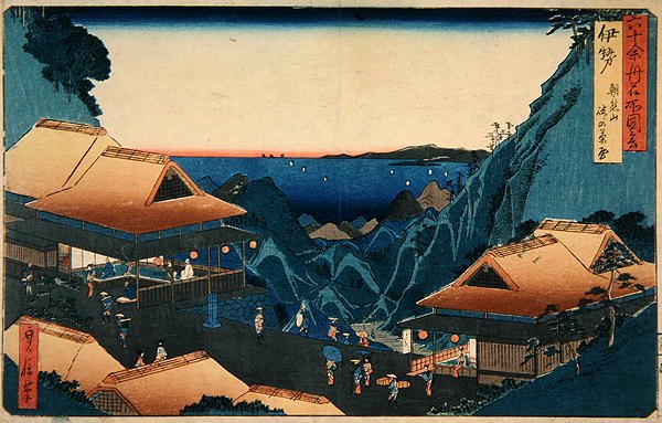 Ise tartomány: Teastandok a Mt. Asama-hágónál, az „Illusztrációk a híres helyekről a hatvan páratlan tartományban” sorozatból, 1850-es évek vége (színes fatömbnyomat) alkotó: Sadanobu Utagawa