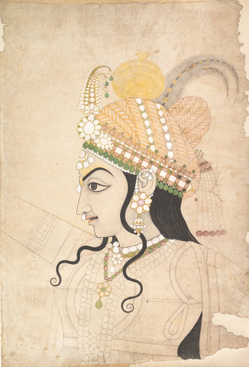 Krishna feje: rajzfilm a Raslila falfestményéhez, kb. 1800. alkotó: Sahib Ram