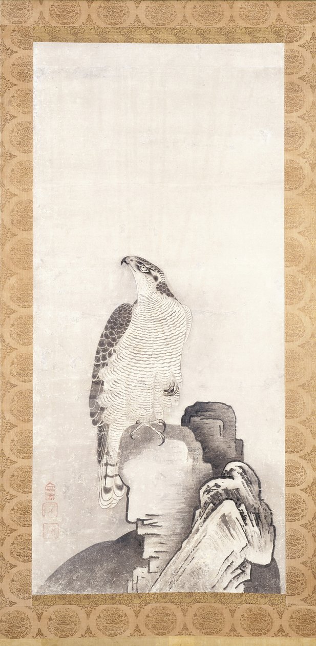 Hawk On A Rock (tinta papíron) alkotó: Sakai Oho