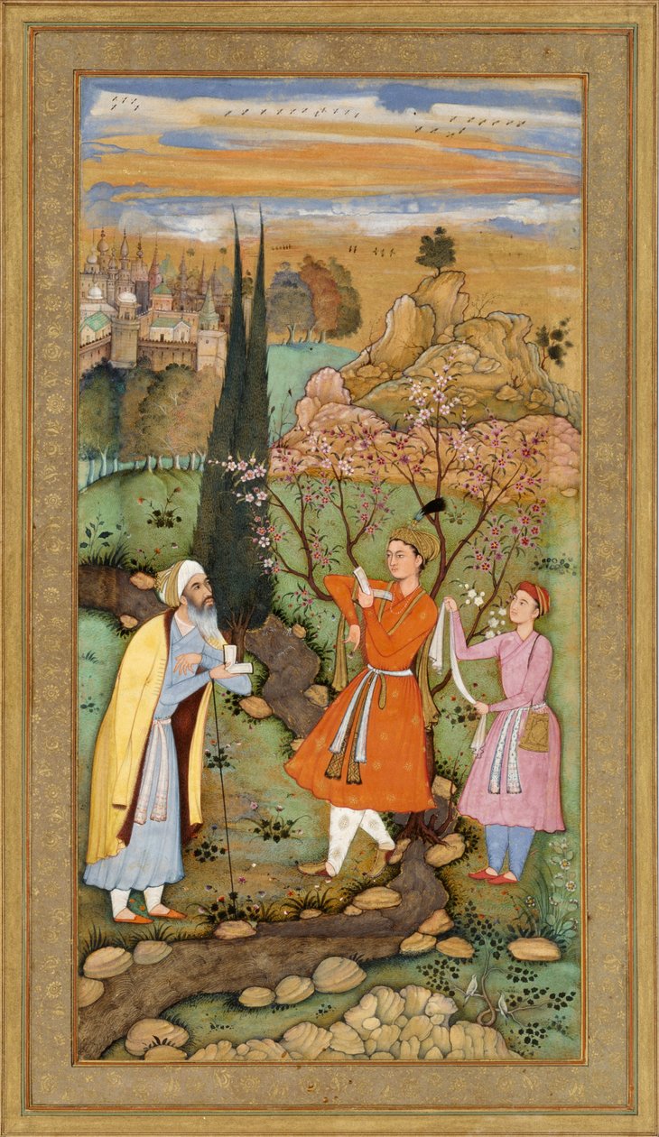 Levél a Muraqqa Gulshan- A költő és a herceg (recto) kalligráfia (verso) alkotó: Salim Quli