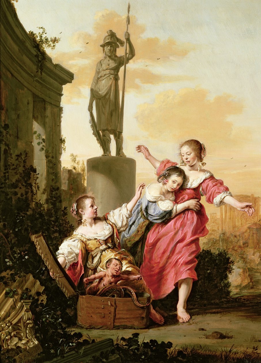 Cecrops három lánya felfedezi Erichthoniust alkotó: Salomon de Bray