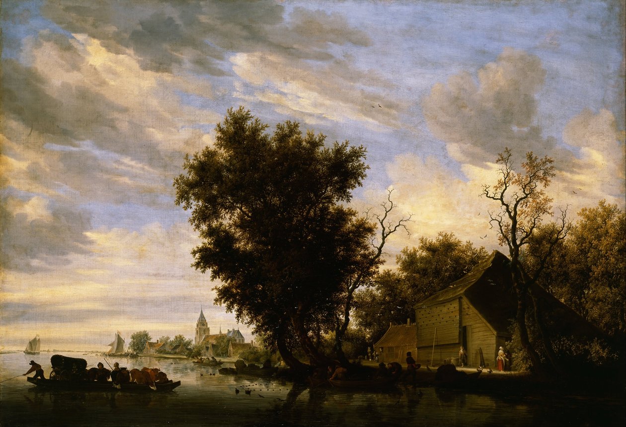 Folyami jelenet komphajóval alkotó: Salomon van Ruisdael or Ruysdael