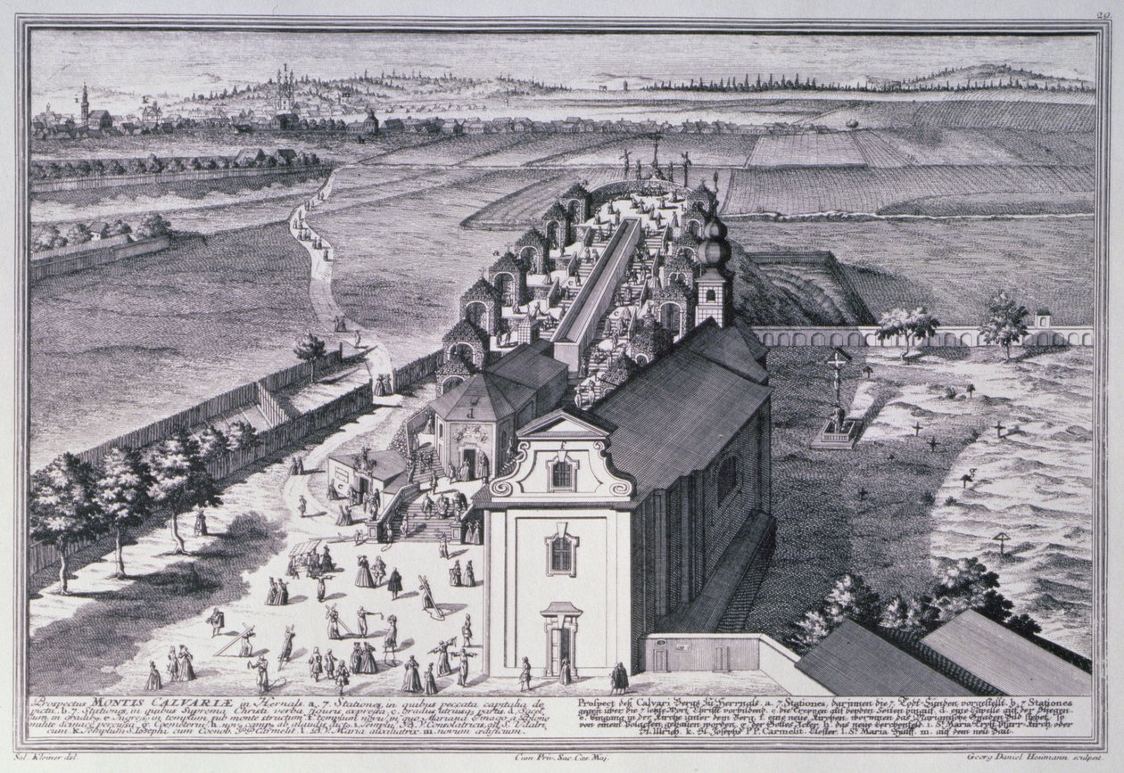 Georg-Daniel Heumann (1691-1759) metszete a Bécs melletti Kálvária-dombról. alkotó: Salomon after Kleiner