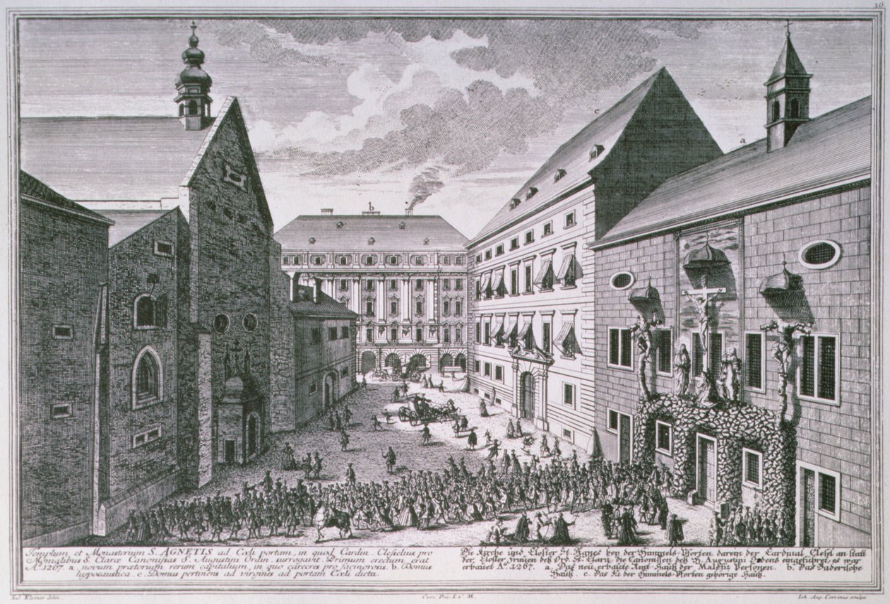A bécsi Szent Ágnes templom látképe Johann-August Corvinus (1683-1738) metszetében alkotó: Salomon after Kleiner