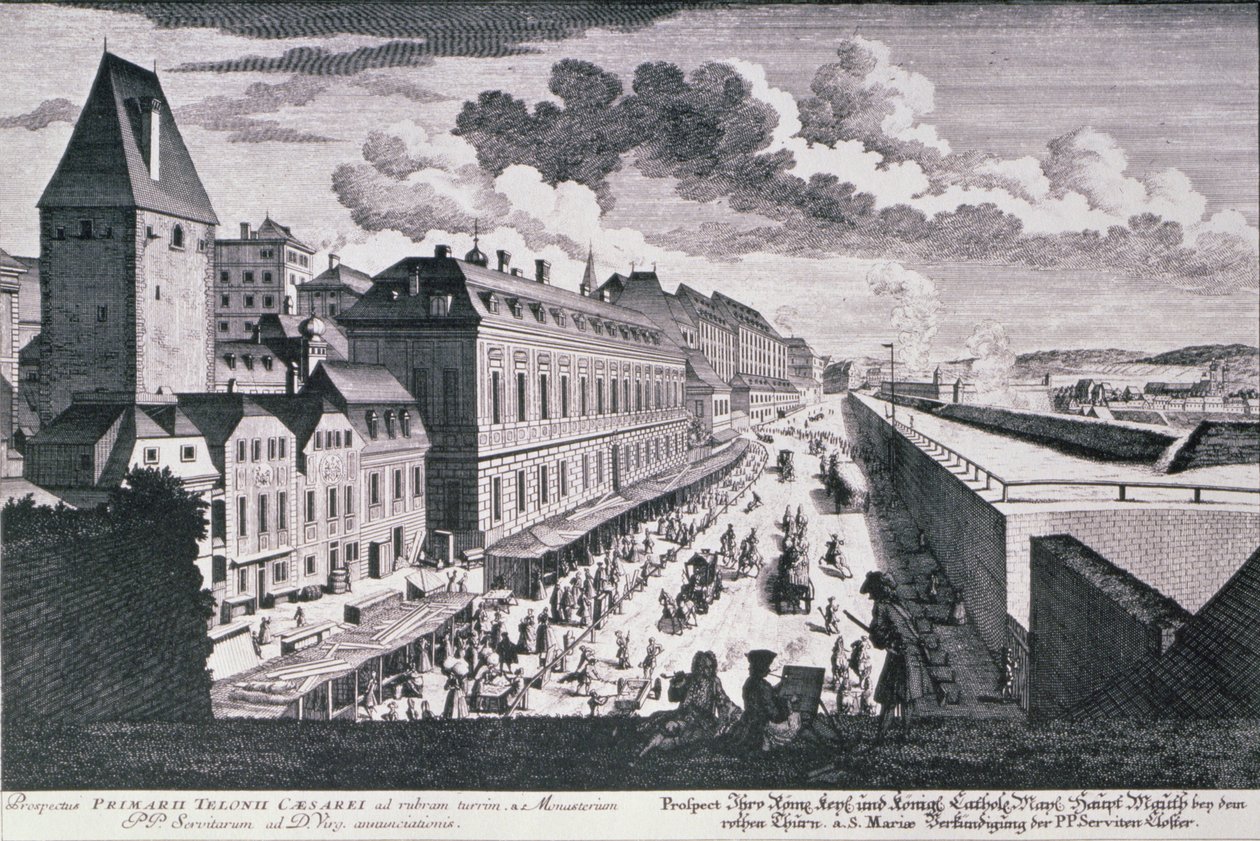 Johann-August Corvinus (1683-1738) által metszett bécsi utca kilátása alkotó: Salomon after Kleiner