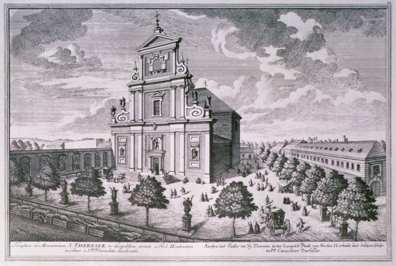 Kilátás a templomra és a Szent Teréz-kolostorra, Bécsben alkotó: Salomon after Kleiner