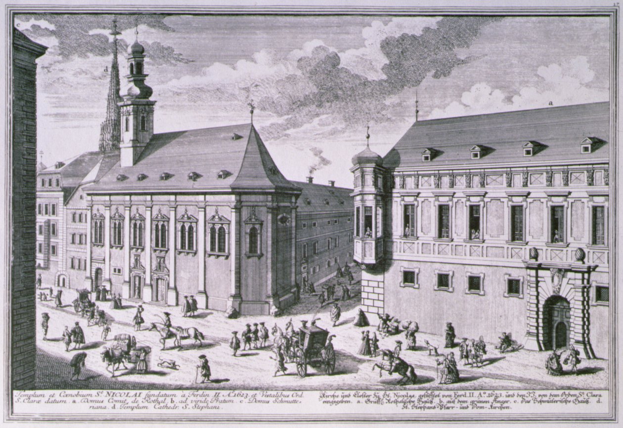 Kilátás a Szent Miklós-templomra, Bécsben alkotó: Salomon after Kleiner