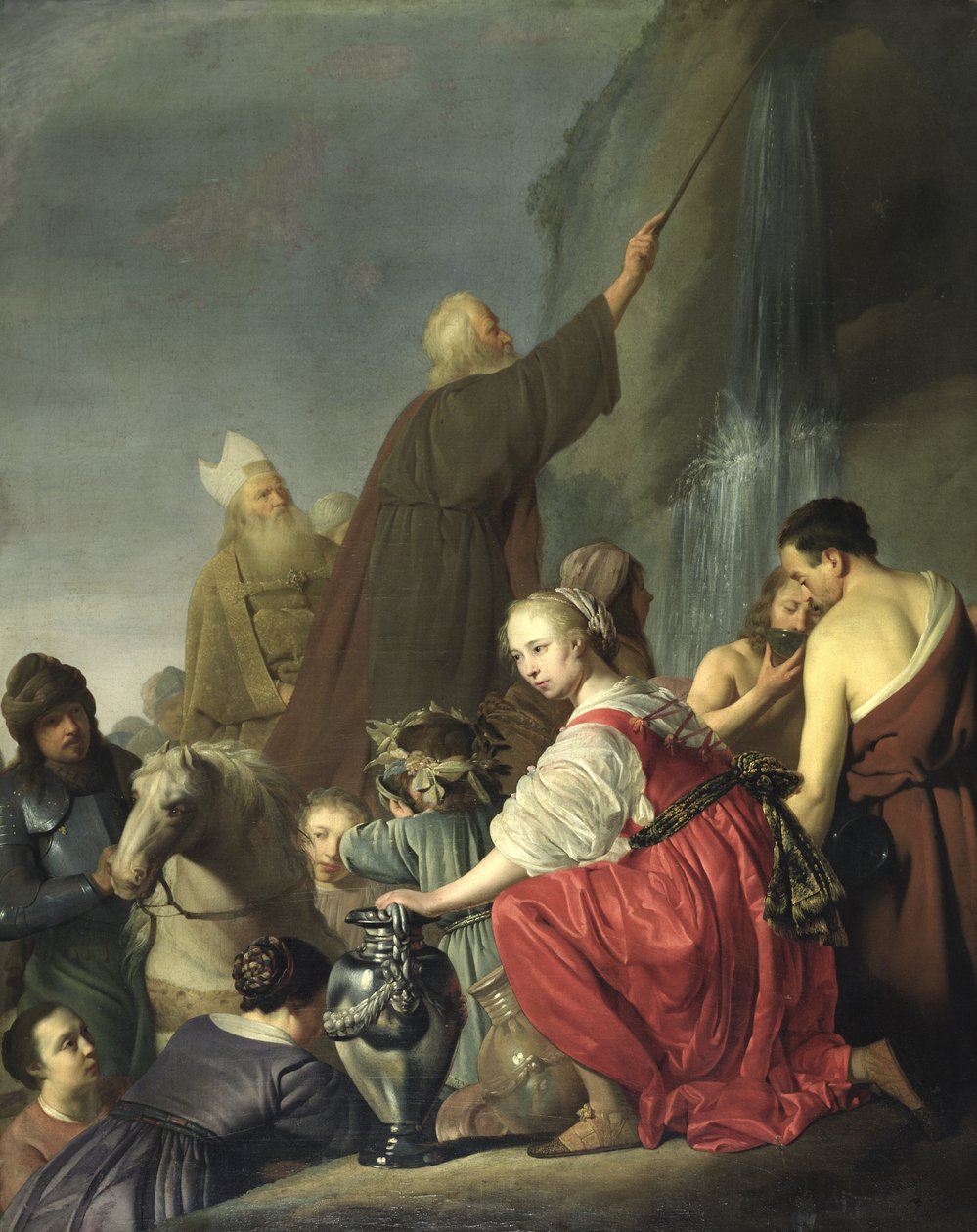 Mózes vizet ver a sziklából alkotó: Salomon de Coninch