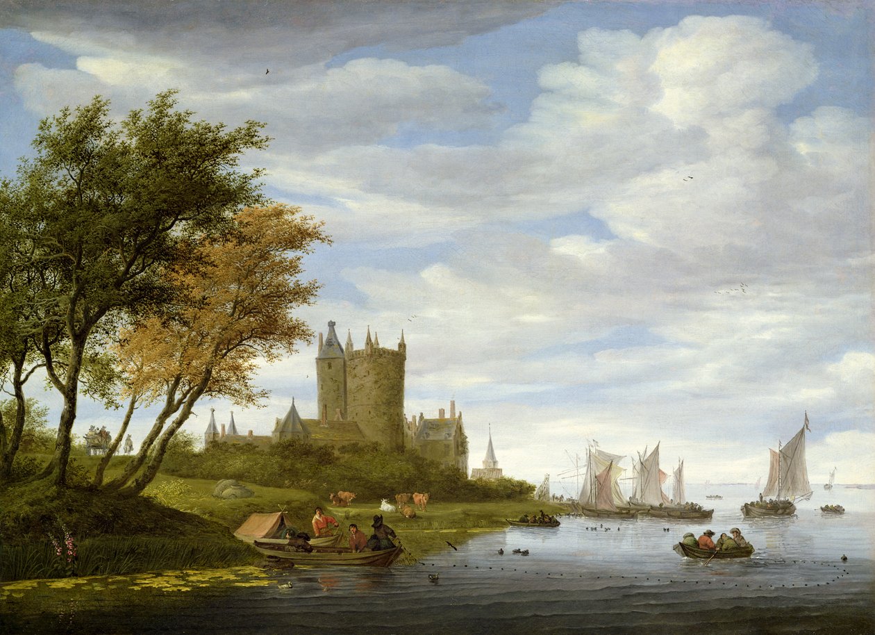 Folyótorkolat várral alkotó: Salomon van Ruisdael or Ruysdael
